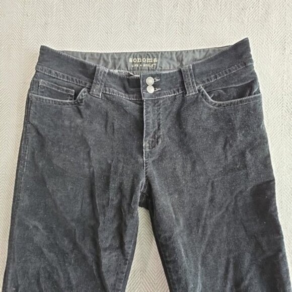 Sonoma Corduroy Pants Women's 10 Average (34x32) Black Boot Cut Brown Flap Pkt - Picture 10 of 16